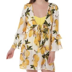 NWT Blue Island Lemon beach cover up dress XL